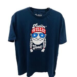 Willie Nelson T Shirt Men XL JEDCO Navy Blue Feelin Willie Good Country Music